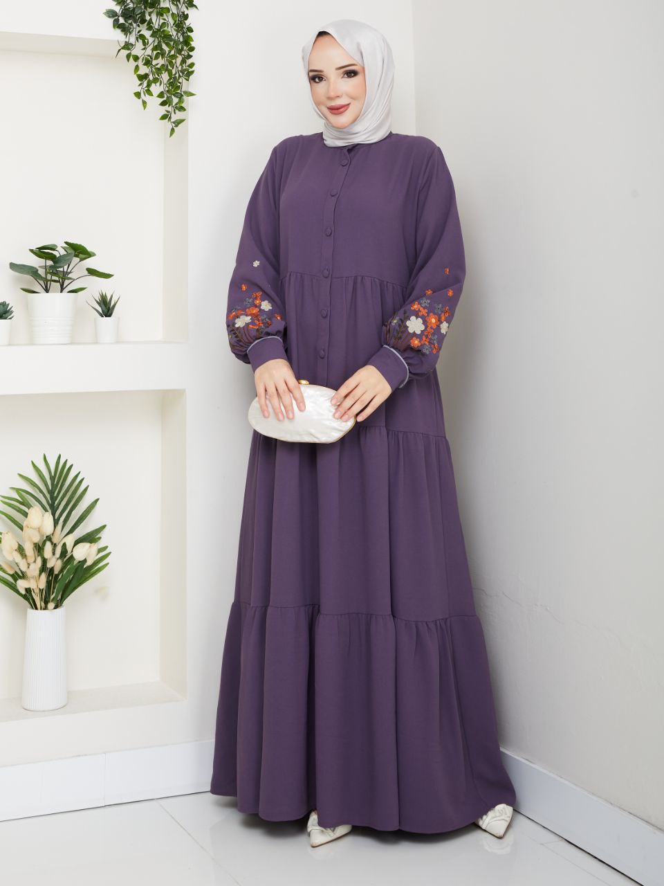 Flower Details Women Dress/AC-2205LILA