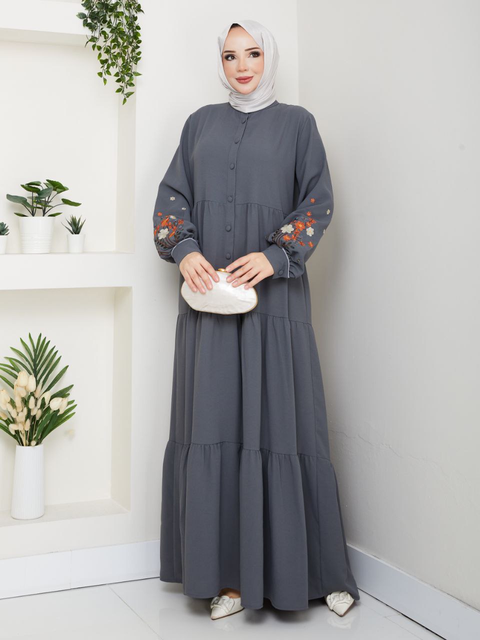 Flower Details Women Dress/AC-2205GR